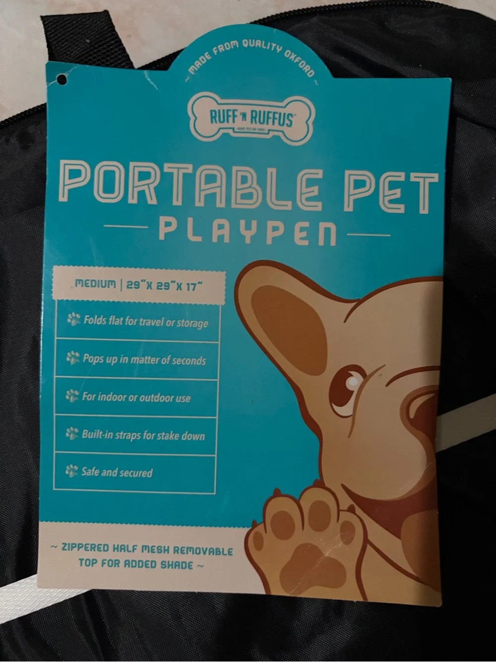 Portable Foldable Small Pets Playpen - Teal/Navy